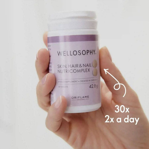 قرص تقویت مو، پوست و ناخن Wellosophy – مکمل گیاهی بیوتین و السیستئین